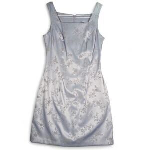 Vtg Y2K 90s Tank Dress 5 Lilac Silver Glitter Floral Mini Fairy Grunge Clueless
